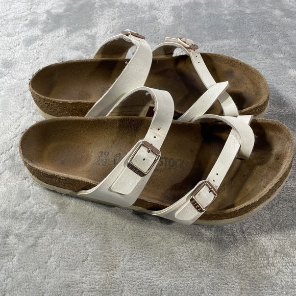 Birkenstock Mayari Sandals Womens Size 39 White Leather Thong Strap - Picture 1 of 7